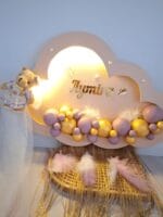 Aymira Bulut Ahşap Pano Renkli Toplar ve Ayıcık Figürlü LED Işık Seçenekli - Görsel 2