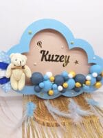 Kuzey Bulut Ahşap Pano Renkli Toplar ve Ayıcık Figürlü LED Işık Seçenekli