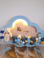 Kuzey Bulut Ahşap Pano Renkli Toplar ve Ayıcık Figürlü LED Işık Seçenekli - Görsel 2