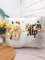 Kerim Alp Ayıcık Figürlü Bulut Ahşap Kapı Süsü, Takı Yastığı, Hediyelik PVC Kolonya Şişeleri, İsme Özel Etiketli Çikolata Set - Görsel 2