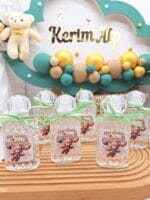 Kerim Alp Ayıcık Figürlü Bulut Ahşap Kapı Süsü, Takı Yastığı, Hediyelik PVC Kolonya Şişeleri, İsme Özel Etiketli Çikolata Set - Görsel 4