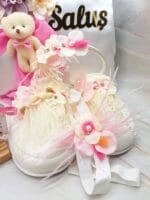 Saluş Çiçek Süslemeli Keçe Melek Figürlü Kasnak Kapı Süsü, Hediyelik Kolonya, Ayıcık Figürlü Takı Yastığı Lohusa Seti - Görsel 4